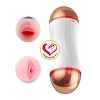 Âm đạo giả đa năng 2 đầu miệng và âm đạo rung rên pin sạc