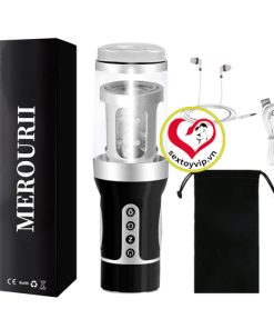 Âm đạo giả MEROURII rung thụt xoay tự động âm thanh đèn led