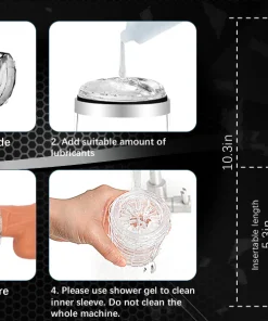 Âm đạo giả MEROURII rung thụt xoay tự động âm thanh đèn led